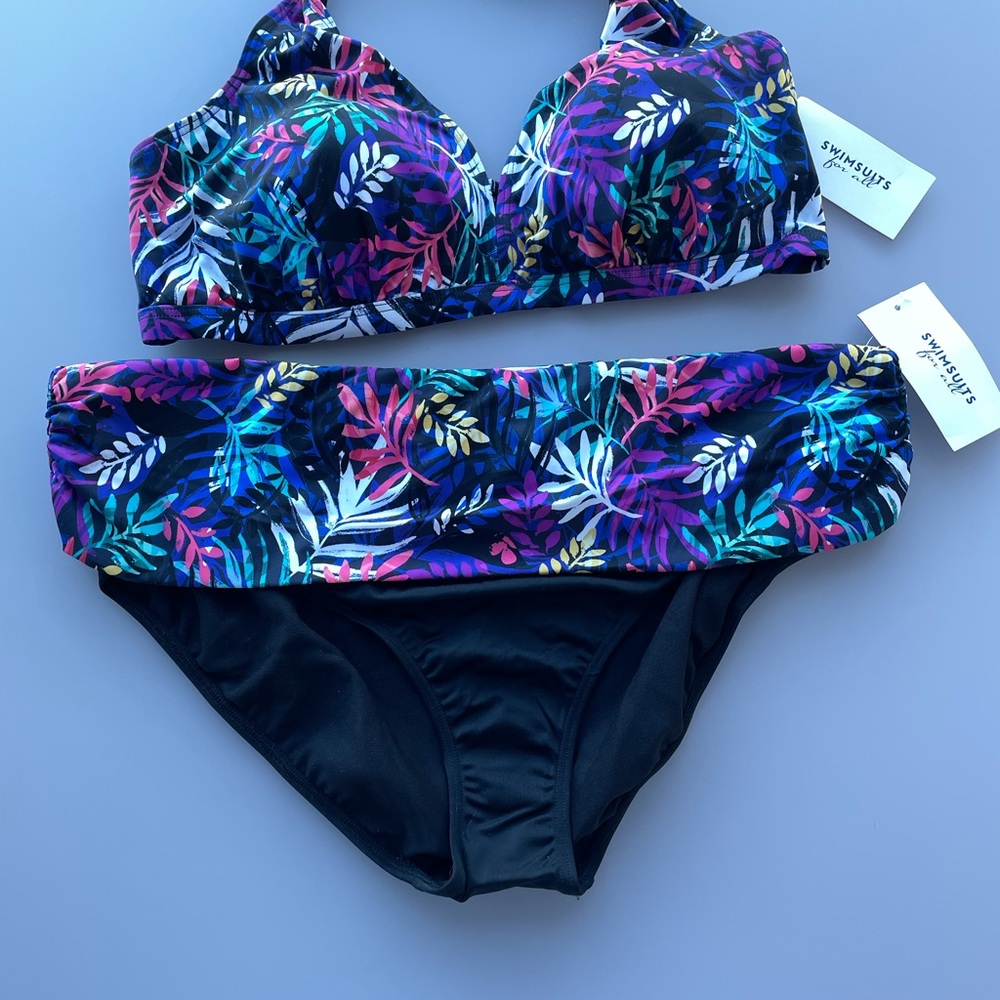 2 Piece Swimsuit for All Halter Top Sz 20 & High Waist Bottom Sz 20 NWT Floral